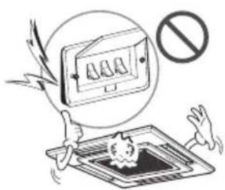Illustration showing a device with a prohibition symbol, indicating no protection or damage.