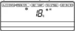AUTO SWING OPERATION SET TEMP FAN SPEED SUB FUNCTION * 18° * HI