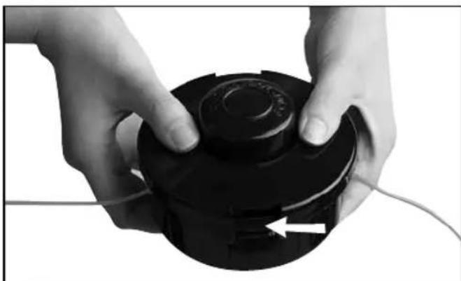 Sanli BCS260 - Replacing trimmer line - straight shaft continued. - 3