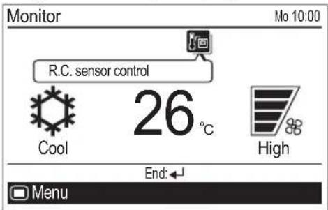 Monitor Mo 10:00 R.C. sensor control 26 °C Cool High End: ← Menu