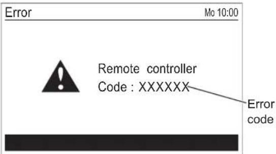 Error Mo 10:00 Remote controller Code : XXXXXX Error code