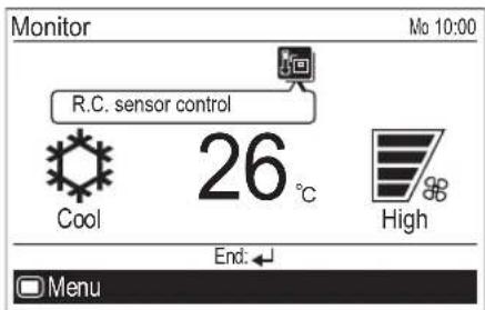 Monitor R.C. sensor control 26 °C Cool High End: ← Menu