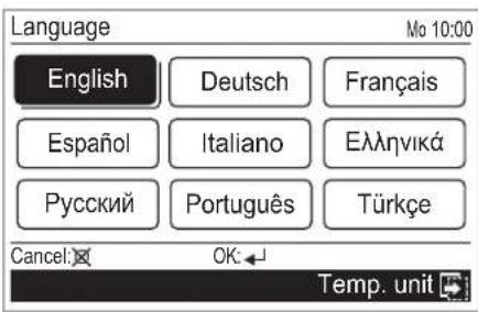 Language English Deutsch Français Español Italiano Еллэнνικά Русский Português Türkçe Cancel: OK: Temp. unit