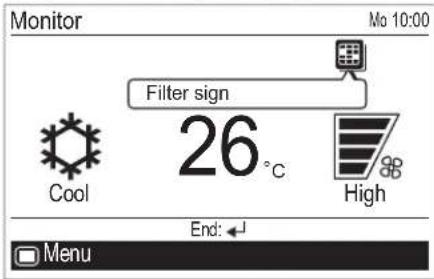 Monitor Mo 10:00 Filter sign 26°C High End: Menu