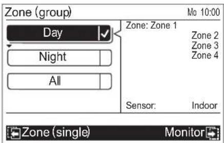 Zone (group) Day Night All Zone: Zone 1 Sensor: Indoor Zone (single) Monitor