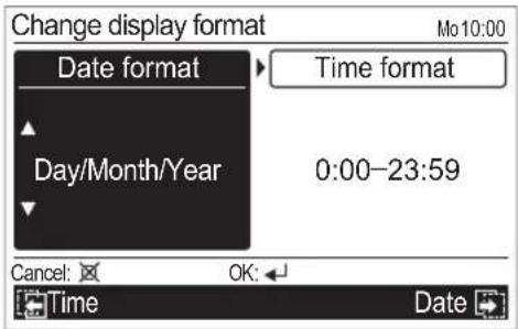 Change display format Date format Time format Day/Month/Year 0:00–23:59 Cancel: OK: Time Date