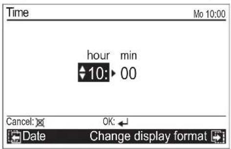 Time Mo 10:00 hour min 10:00 Cancel: OK: Date Change display format