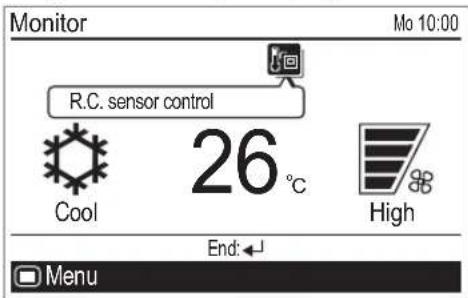 Monitor Mo 10:00 R.C. sensor control 26 °C Cool High End: Menu