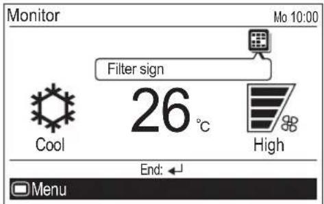 Monitor Mo 10:00 Filter sign 26 °C Cool High End: ← Menu