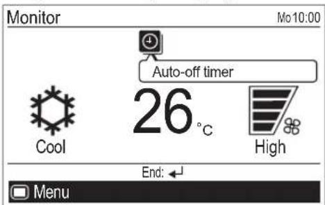 Monitor Mo10:00 Auto-off timer 26°C High End: Menu