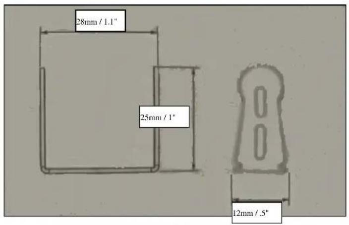 28mm / 1.1" 25mm / 1" 12mm / .5"