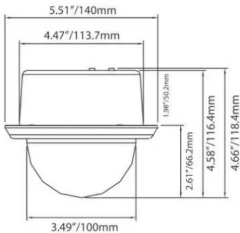 5.51"/140mm 4.47"/113.7mm 1.98"/50.2mm 2.61"/66.2mm 4.58"/116.4mm 4.66"/118.4mm 3.49"/100mm