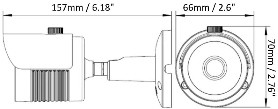 157mm / 6.18" 66mm / 2.6" 70mm / 2.76"