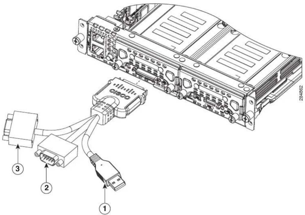 Technical diagram of an electronic device showing labeled components including connectors and a USB cable connection.