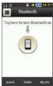 Bluetooth Tap here to turn Bluetooth on Search Visible My info