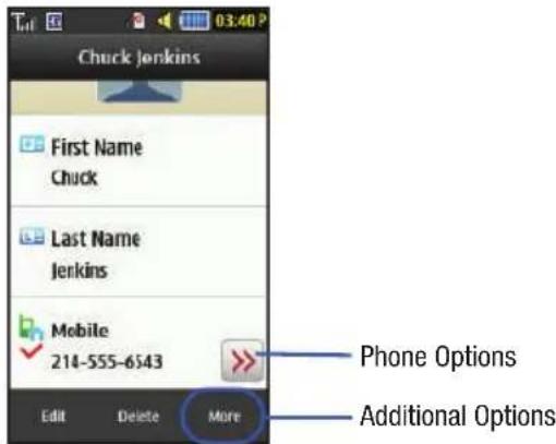 Chuck Jenkins First Name Chuck Last Name Jenkins Mobile 214-555-6543 Edit Delete More Phone Options Additional Options