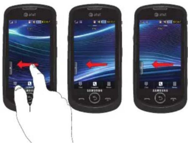 Three smartphones displaying a digital interface with red directional arrows indicating navigation or movement, accompanied by a hand pointing to the screen.