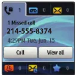 1 Missed call 214-555-8374 4:29PM Tue, Jun. 15 Call View all