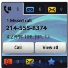 1 Missed call 214-555-8374 4:29PM Tue, Jun. 15 Call View all