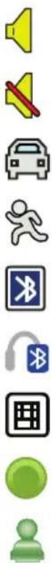 Vertical sequence of icons representing audio and media-related symbols such as speaker, car, pedestrian, Bluetooth, audio, video, and user profile.