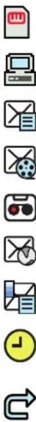 Row of icons representing media and document processing functions, including email, computer, envelope, camera, photo, and refresh.