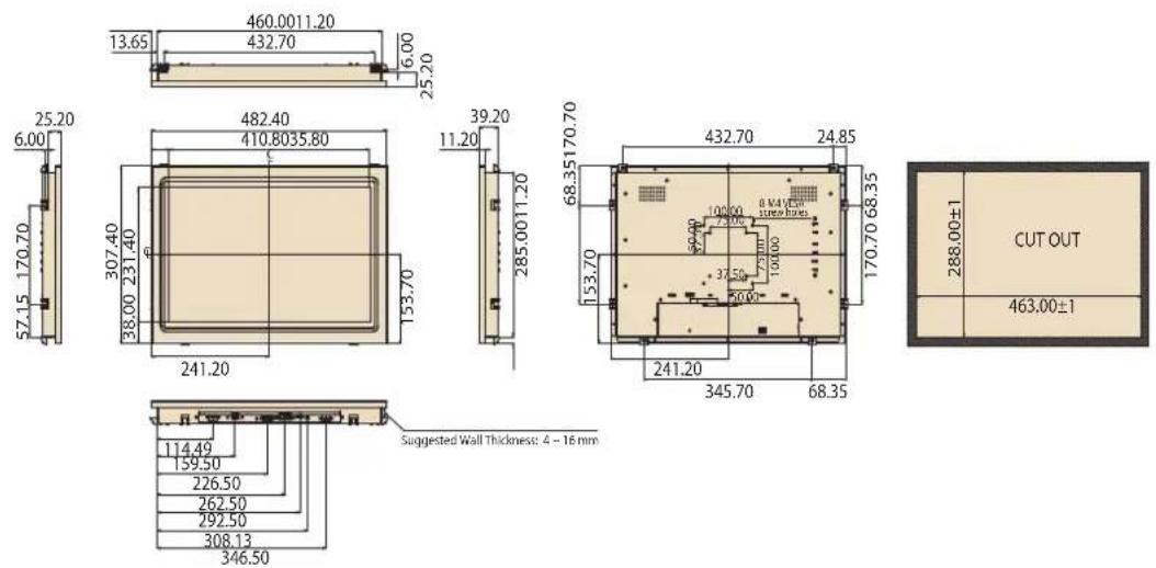 Advantech IDS-3218W - Dimensions - 2