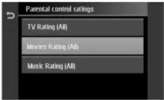 Parental control ratings TV Rating (All) Movies Rating (All) Music Rating (All)