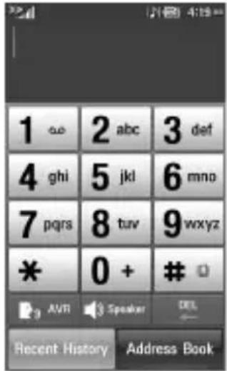 1 abc 3 def 4 ghi 5 jkl 6 mno 7 pqrs 8 tuv 9 wxyz * 0 + # AVR Speaker DEL Recent History Address Book