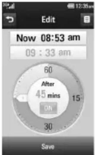 Edit Now 08:53 am 09 : 33 am 60 After 45 mins 15 ON 30 Save