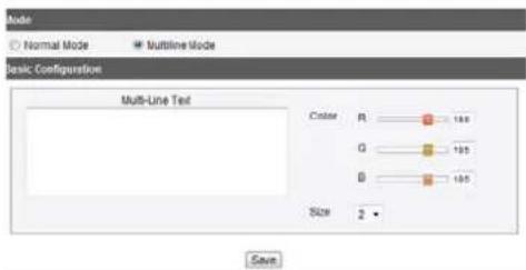 Node Normal Mode Multiline Mode Basic Configuration Multi-Line Test Color R 100 G 100 B 100 Size 2 Save