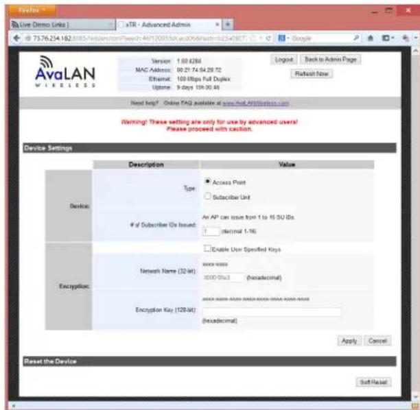 AvaLAN AW5802xTR-Pair - of Subscriber IDs Issued: 1 - 3