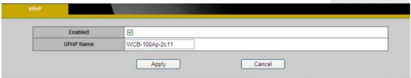 UPnP Enabled UPnP Name WCB-100Ap-2c11 Apply Cancel