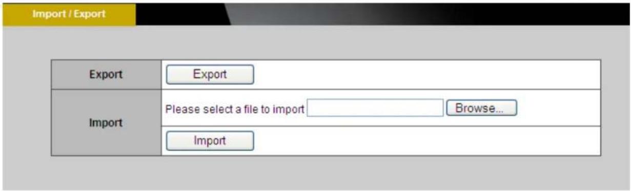 Import / Export Export Export Import Please select a file to import Browse... Import