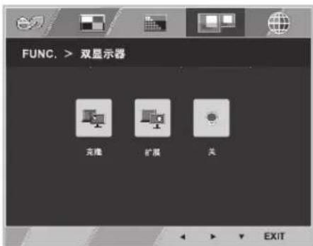 FUNC. > 双显示器 支撑 扩展 关 EXIT