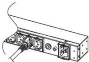 Technical line drawing of a device rear panel with ports and connectors (no text or symbols)
