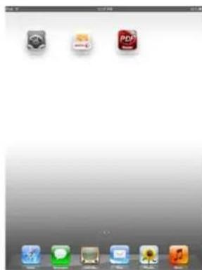Screenshot of a desktop application's home screen showing three app icons: PDF, Google, and iTunes.