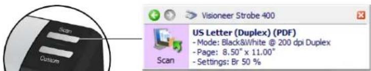 Scan Custom Visioneer Strobe 400 US Letter (Duplex) (PDF) - Mode: Black&White @ 200 dpi Duplex - Page: 8.50" x 11.00" - Settings: Br 50 %