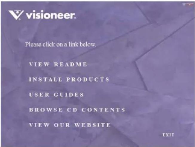 visioneer. Please click on a link below. VIEW README INSTALL PRODUCTS USER GUIDES BROWSE CD CONTENTS VIEW OUR WEBSITE EXIT