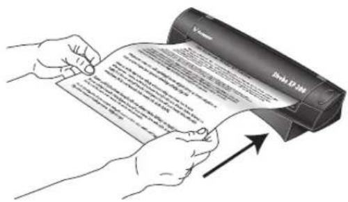 Illustration showing hands holding a document with text, being scanned into a device labeled 'Drugs Ex-2nd'.