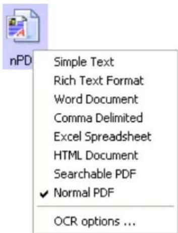 nPD Simple Text Rich Text Format Word Document Comma Delimited Excel Spreadsheet HTML Document Searchable PDF ✓ Normal PDF OCR options ...
