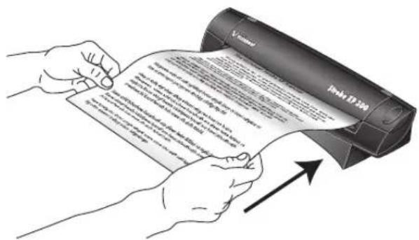 Illustration showing hands holding a printed document with an arrow indicating direction, next to a device labeled 'Inkra ID 100'.