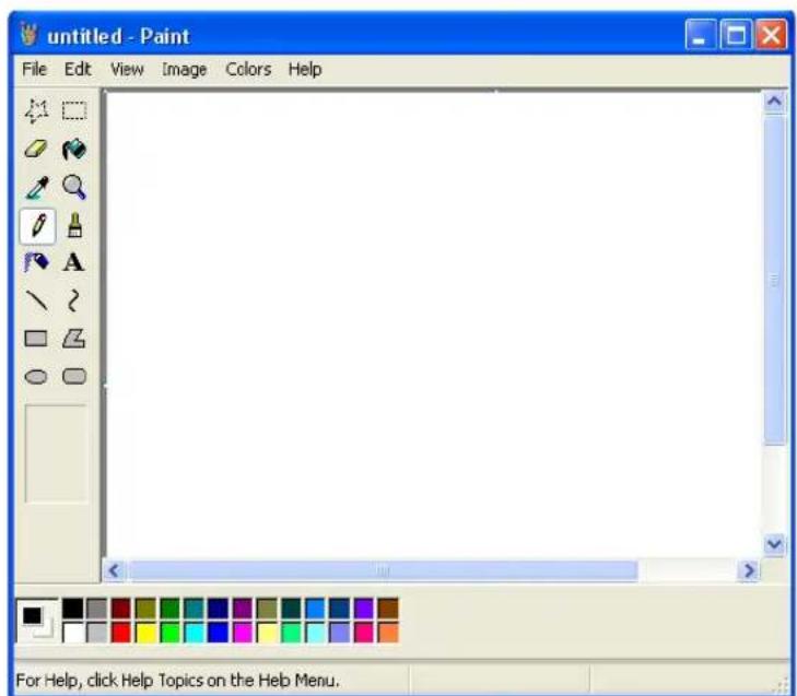 untitled - Paint File Edit View Image Colors Help For Help, click Help Topics on the Help Menu.