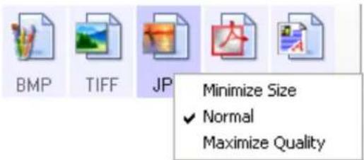 BMP TIFF JP Minimize Size ✓ Normal Maximize Quality