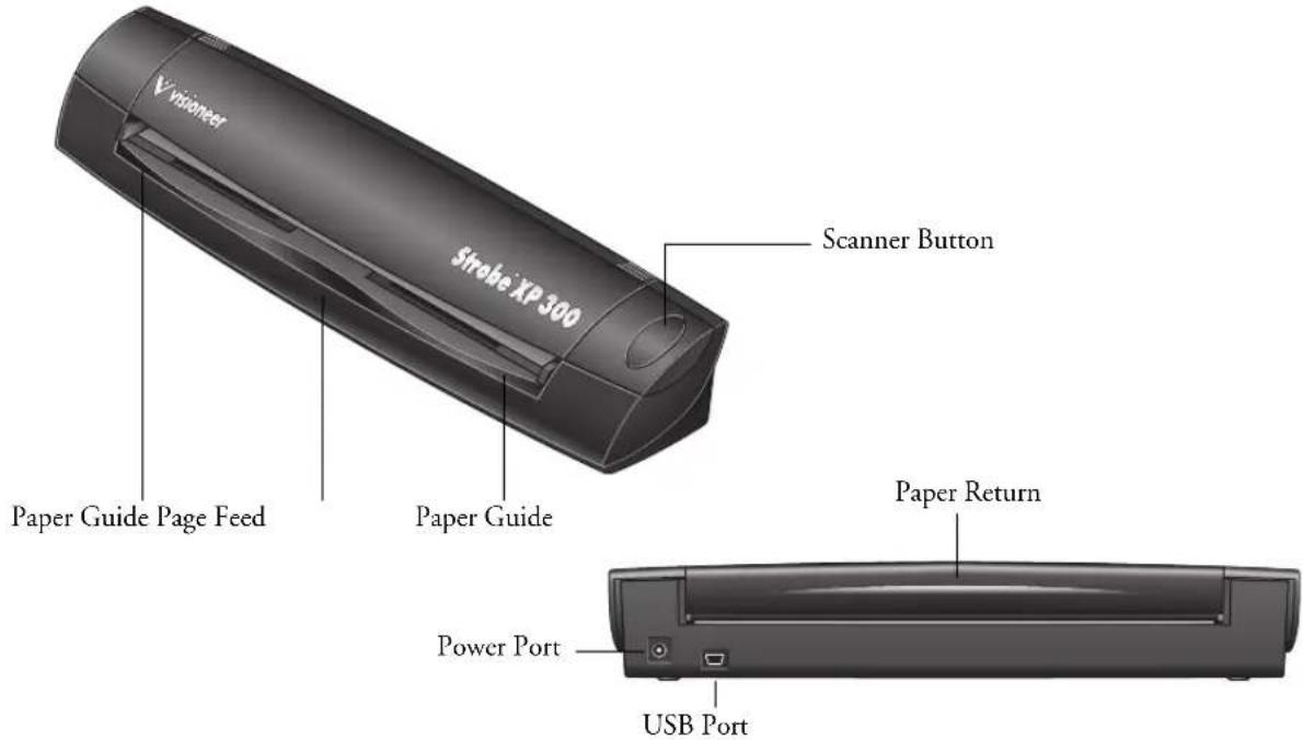 Vipioneer Stroke XP 300 Scanner Button Paper Guide Page Feed Paper Guide Paper Return Power Port USB Port
