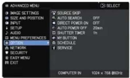 Christie LHD720i - OPTION menu - 1