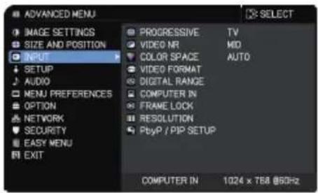 Christie LHD720i - INPUT menu - 1