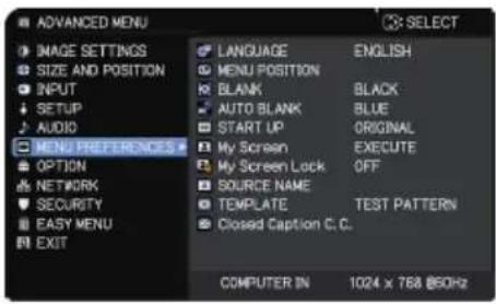 Christie LHD720i - MENU PREFERENCES - 1