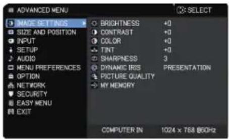 Christie LHD720i - IMAGE SETTINGS menu - 1