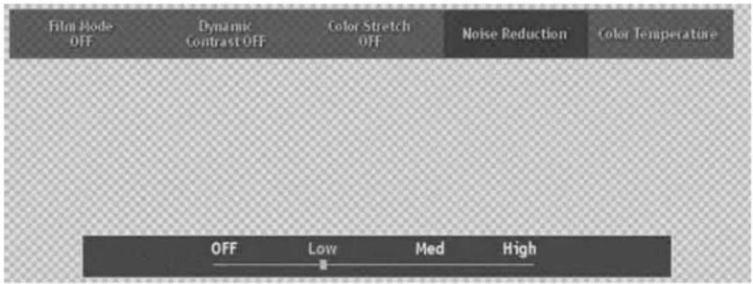 Film Mode OFF Dynamic Contrast OFF Color Stretch OFF Noise Reduction Color Temperature OFF Low Med High