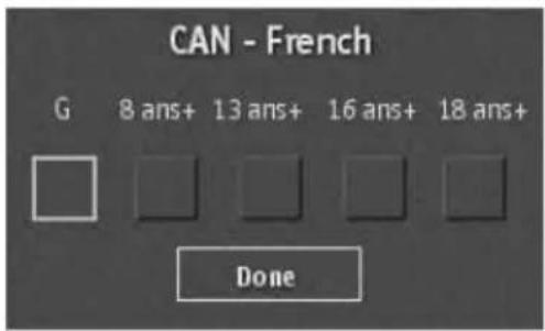 CAN - French G 8 ans+ 13 ans+ 16 ans+ 18 ans+ Done